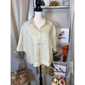 S. Oliver 100% Linen EUC size EU 38 US 6-8 Relaxed Boxy Button Down Shirt